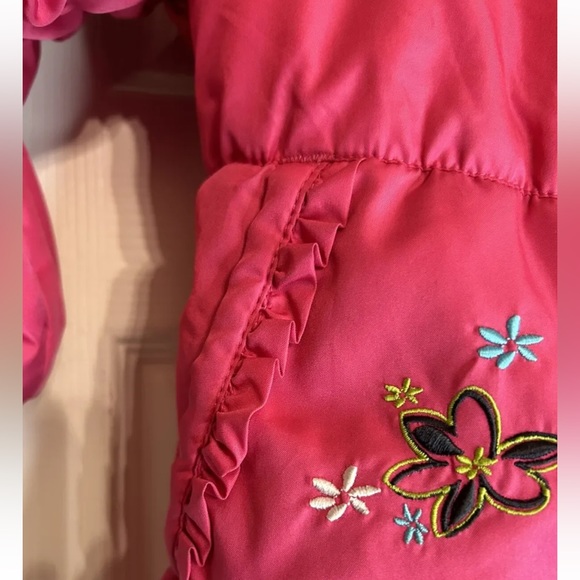Girls London Fog Pink Fun Fleece Lined Puffer Jacket Size 4 4T Child Small Hood - Picture 6 of 7